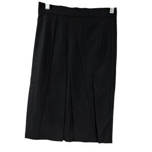 Akris Punto Asymmetrical Bias Cut Pleated Black Wool Pencil Skirt Size 4 EUC
